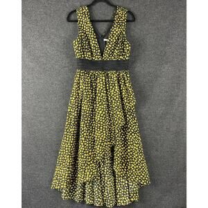 La Maison Talulah Halo Midi Dress Womens Medium Floral V Neck High Low Ditsy